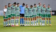 26 August 2023; Shamrock Rovers players during a moments silence before the Sports Direct Women’s FAI Cup first round match between Shamrock Rovers and Killester Donnycarney at Tallaght Stadium in Dublin. Photo by Stephen McCarthy/Sportsfile