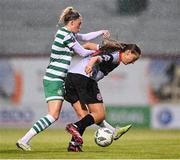 26 August 2023; Simmone Reilly of Killester Donnycarney is tackled by Shauna Fox of Shamrock Rovers during the Sports Direct Women’s FAI Cup first round match between Shamrock Rovers and Killester Donnycarney at Tallaght Stadium in Dublin. Photo by Stephen McCarthy/Sportsfile
