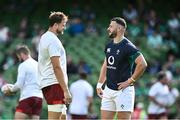 19 August 2023; Jonny Hill of England and Robbie Henshaw of Ireland before the Bank of Ireland Nations Series match between Ireland and England at the Aviva Stadium in Dublin. Photo by Harry Murphy/Sportsfile