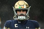 26 August 2023; Notre Dame quarterback Sam Hartman #10 during the Aer Lingus College Football Classic match between Notre Dame and Navy Midshipmen at the Aviva Stadium in Dublin. Photo by Brendan Moran/Sportsfile