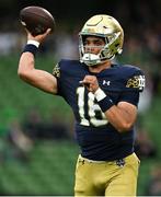26 August 2023; Notre Dame quarterback Dylan Devezin #16 during the Aer Lingus College Football Classic match between Notre Dame and Navy Midshipmen at the Aviva Stadium in Dublin. Photo by Brendan Moran/Sportsfile