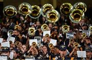 26 August 2023; The Notre Dame Marching Band perform during the Aer Lingus College Football Classic match between Notre Dame and Navy Midshipmen at the Aviva Stadium in Dublin. Photo by Brendan Moran/Sportsfile