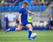 27 August 2023; Daragh Farrell of Leinster takes a conversion during the U18 Clubs Interprovincial Championship match between Leinster and Connacht at Energia Park in Dublin. Photo by Piaras Ó Mídheach/Sportsfile