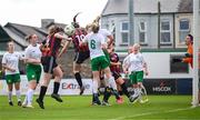 27 August 2023; Lisa Murphy of Bohemians heads her side's second goal during the Sports Direct Women’s FAI Cup first round match between Cabinteely and Bohemians at Carlisle Grounds in Bray, Wicklow. Photo by Stephen McCarthy/Sportsfile