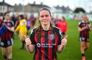 27 August 2023; Lisa Murphy of Bohemians, who scored two goals, after the Sports Direct Women’s FAI Cup first round match between Cabinteely and Bohemians at Carlisle Grounds in Bray, Wicklow. Photo by Stephen McCarthy/Sportsfile