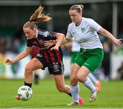 27 August 2023; Katie Malone of Bohemians and Chelsee Snell of Cabinteely during the Sports Direct Women’s FAI Cup first round match between Cabinteely and Bohemians at Carlisle Grounds in Bray, Wicklow. Photo by Stephen McCarthy/Sportsfile