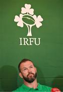 27 August 2023; Head coach Andy Farrell during the announcement of the Ireland Rugby World Cup squad at The Shelbourne Hotel in Dublin. Photo by Brendan Moran/Sportsfile