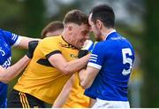 27 August 2023; Sean McVeigh of St Eunan's tussles with Kevin McGettigan of Naomh Conaill during the Donegal County Senior Club Football Championship match between Naomh Conaill and St Eunan's at Davy Brennan Memorial Park in Gortnamucklagh, Donegal. Photo by Ramsey Cardy/Sportsfile