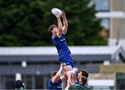 27 August 2023; Mahon Ronan of Leinster wins possession in the lineout during the U19 Men's Interprovincial Championship match between Leinster and Connacht at Energia Park in Dublin. Photo by Piaras Ó Mídheach/Sportsfile