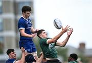 27 August 2023; Blayze Molloy of Connacht wins possession in the lineout ahead of Tommy Butler of Leinster during the U19 Men's Interprovincial Championship match between Leinster and Connacht at Energia Park in Dublin. Photo by Piaras Ó Mídheach/Sportsfile