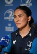 28 August 2023; Head coach Tania Rosser during a Leinster rugby women's media conference at Leinster HQ in Dublin. Photo by David Fitzgerald/Sportsfile