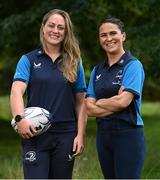28 August 2023; Head coach Tania Rosser, right, and Elise O'Byrne-White after a Leinster rugby women's media conference at Leinster HQ in Dublin. Photo by David Fitzgerald/Sportsfile