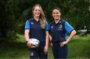 28 August 2023; Head coach Tania Rosser, right, and Elise O'Byrne-White after a Leinster rugby women's media conference at Leinster HQ in Dublin. Photo by David Fitzgerald/Sportsfile