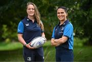 28 August 2023; Head coach Tania Rosser, right, and Elise O'Byrne-White after a Leinster rugby women's media conference at Leinster HQ in Dublin. Photo by David Fitzgerald/Sportsfile