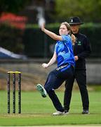 29 August 2023; Typhoons bowler Alice Tector during the Evoke Super 50 Cup match between Scorchers and Typhoons at Railway Union Cricket Club in Dublin. Photo by Tyler Miller/Sportsfile
