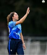 29 August 2023; Ava Canning of Typhoons during the Evoke Super 50 Cup match between Scorchers and Typhoons at Railway Union Cricket Club in Dublin. Photo by Tyler Miller/Sportsfile
