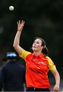 29 August 2023; Jane Maguire of Scorchers during the Evoke Super 50 Cup match between Scorchers and Typhoons at Railway Union Cricket Club in Dublin. Photo by Tyler Miller/Sportsfile