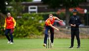 29 August 2023; Sophie MacMahon of Scorchers during the Evoke Super 50 Cup match between Scorchers and Typhoons at Railway Union Cricket Club in Dublin. Photo by Tyler Miller/Sportsfile