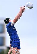 27 August 2023; Luke Fagan of Leinster wins possession in the lineout during the U18 Clubs Interprovincial Championship match between Leinster and Connacht at Energia Park in Dublin. Photo by Piaras Ó Mídheach/Sportsfile