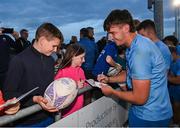 29 August 2023; Brian Deeny with supporters after a Leinster rugby open training session at Clontarf RFC in Dublin. Photo by David Fitzgerald/Sportsfile