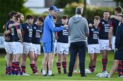 29 August 2023; Head coach Leo Cullen with Clontarf RFC players during a Leinster rugby open training session at Clontarf RFC in Dublin. Photo by David Fitzgerald/Sportsfile