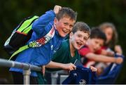 29 August 2023; Supporter Sean McKiernan, age 8, during a Leinster rugby open training session at Clontarf RFC in Dublin. Photo by David Fitzgerald/Sportsfile