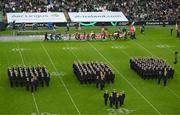 26 August 2023; Newly graduated Navy personel are annouced before the Aer Lingus College Football Classic match between Notre Dame and Navy Midshipmen at the Aviva Stadium in Dublin. Photo by Ben McShane/Sportsfile