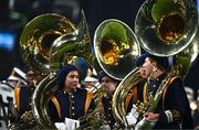 26 August 2023; Notre Dame marching band are seen at half-time of the Aer Lingus College Football Classic match between Notre Dame and Navy Midshipmen at the Aviva Stadium in Dublin. Photo by Ben McShane/Sportsfile