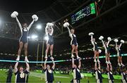 26 August 2023; Notre Dame cheerleaders during the Aer Lingus College Football Classic match between Notre Dame and Navy Midshipmen at the Aviva Stadium in Dublin. Photo by Ben McShane/Sportsfile
