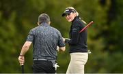 30 August 2023; Olivia Mehaffey of Northern Ireland speaking to Waterford manager Davy Fitzgerald during the Pro-Am event ahead of the KPMG Women's Irish Open Golf Championship at Dromoland Castle in Clare. Photo by Eóin Noonan/Sportsfile