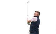 30 August 2023; Former Galway hurler Joe Canning watches his tee shot on the 13th hole during the Pro-Am event ahead of the KPMG Women's Irish Open Golf Championship at Dromoland Castle in Clare. Photo by Eóin Noonan/Sportsfile