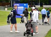 30 August 2023; Former Galway hurler Joe Canning, left, with Ireland and Munster rugby players Joey Carbery, and Rory Scannell, hidden, during the Pro-Am event ahead of the KPMG Women's Irish Open Golf Championship at Dromoland Castle in Clare. Photo by Eóin Noonan/Sportsfile