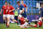 30 August 2023; Charlie Meagher of Leinster makes a break during the U18 Schools Interprovincial Championship match between Leinster and Munster at Energia Park in Dublin. Photo by Harry Murphy/Sportsfile