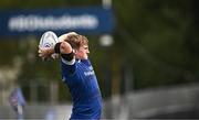 30 August 2023; Luke McLaughlin of Leinster throws a lineout during the U18 Schools Interprovincial Championship match between Leinster and Munster at Energia Park in Dublin. Photo by Harry Murphy/Sportsfile