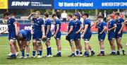 30 August 2023; Leinster players after their side's defeat in the U18 Schools Interprovincial Championship match between Leinster and Munster at Energia Park in Dublin. Photo by Giselle O'Donoghue/Sportsfile