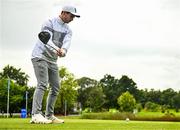 30 August 2023; Ireland and Munster rugby player Joey Carbery hits his tee shot on the first hole during the Pro-Am event ahead of the KPMG Women's Irish Open Golf Championship at Dromoland Castle in Clare. Photo by Eóin Noonan/Sportsfile