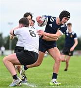30 August 2023; Daniel Gill of North Midlands in action against Daniel Corr of Midlands during the BearingPoint Shane Horgan Cup match between North Midlands and Midlands at Cill Dara RFC in Kildare. Photo by Tyler Miller/Sportsfile
