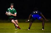 30 August 2023; Roan English of South East in action against David Chukwueke of Metro during the BearingPoint Shane Horgan Cup match between South East and Metro at Cill Dara RFC in Kildare. Photo by Tyler Miller/Sportsfile