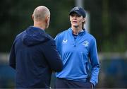 30 August 2023; Contact and breakdown coach Maz Reilly speaks with lineout coach John Fairley during a Leinster rugby women's squad training session at Energia Park in Dublin. Photo by Harry Murphy/Sportsfile