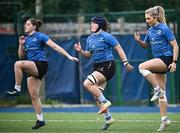 30 August 2023; Leinster players, from left, Katie Whelan, Molly Boyne and Aoife Dalton during a Leinster rugby women's squad training session at Energia Park in Dublin. Photo by Harry Murphy/Sportsfile