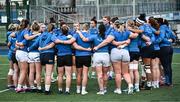 30 August 2023; Leinster players huddle during a Leinster rugby women's squad training session at Energia Park in Dublin. Photo by Harry Murphy/Sportsfile
