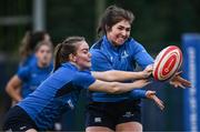 30 August 2023; Aoife Moore, right, and Katelynn Doran during a Leinster rugby women's squad training session at Energia Park in Dublin. Photo by Harry Murphy/Sportsfile