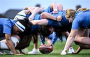 30 August 2023; Leinster players including Eimear Corri, left, and Aoife Wafer, right, scrum during a Leinster rugby women's squad training session at Energia Park in Dublin. Photo by Harry Murphy/Sportsfile