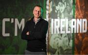 31 August 2023; Manager Jim Crawford stands for a portrait before a Republic of Ireland U21 squad announcement at the Aviva Stadium in Dublin. Photo by Seb Daly/Sportsfile