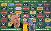 31 August 2023; Manager Jim Crawford during a Republic of Ireland U21 squad announcement at the Aviva Stadium in Dublin. Photo by Seb Daly/Sportsfile