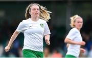 27 August 2023; Orla Haran of Cabinteely during the Sports Direct Women’s FAI Cup first round match between Cabinteely and Bohemians at Carlisle Grounds in Bray, Wicklow. Photo by Stephen McCarthy/Sportsfile