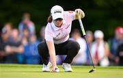 1 September 2023; Leona Maguire of Ireland lines up a putt on the 16th green during day two of the KPMG Women's Irish Open Golf Championship at Dromoland Castle in Clare. Photo by Eóin Noonan/Sportsfile