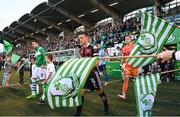1 September 2023; Bohemians captain Keith Buckley leads his side out for the SSE Airtricity Men's Premier Division match between Shamrock Rovers and Bohemians at Tallaght Stadium in Dublin. Photo by Stephen McCarthy/Sportsfile