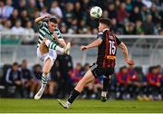 1 September 2023; Gary O'Neill of Shamrock Rovers in action against James Clarke of Bohemians during the SSE Airtricity Men's Premier Division match between Shamrock Rovers and Bohemians at Tallaght Stadium in Dublin. Photo by Tyler Miller/Sportsfile