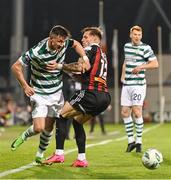 1 September 2023; Ronan Finn of Shamrock Rovers is tackled by Danny Grant of Bohemians  during the SSE Airtricity Men's Premier Division match between Shamrock Rovers and Bohemians at Tallaght Stadium in Dublin. Photo by Tyler Miller/Sportsfile